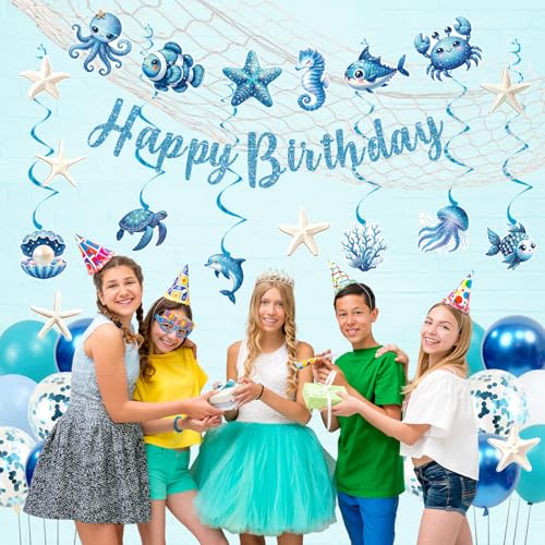 Ocean Theme Birthday Decorations Set for Kids and Adults - Beach Party Supplies