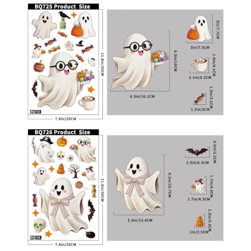 Halloween Bat Window Clings Set - Ghost Pumpkin Stickers for Windows - Halloween02 Variation