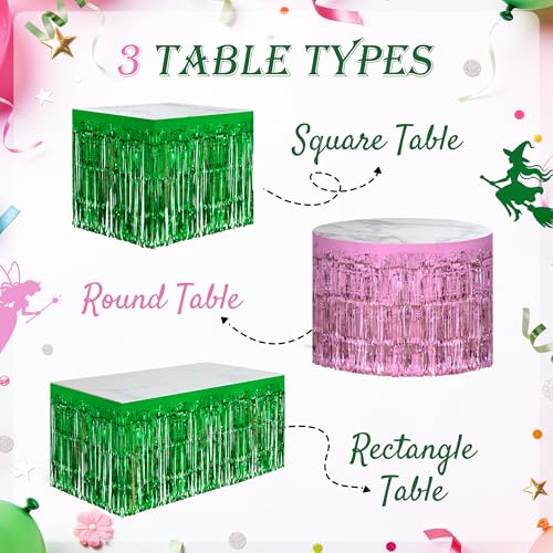 Pink & Green Foil Fringe Curtains & Table Skirts Party Decor Set