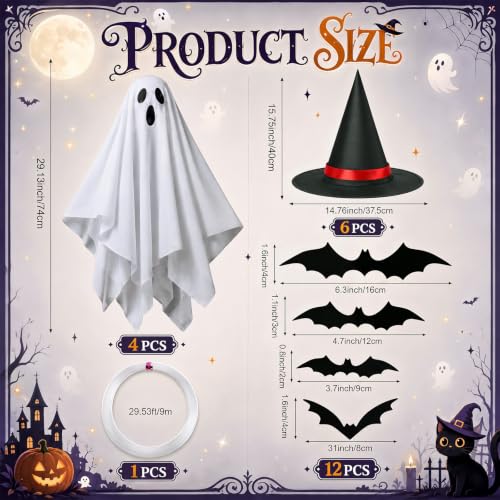 Halloween Classroom Decorations Ghost Garland Set - 23 Pcs Spooky Decor