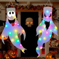 Light Up Ghost Halloween Decorations Outdoor Indoor 2 Pack - Spooky Yard Decor with LED Lights - 47.2 Inch