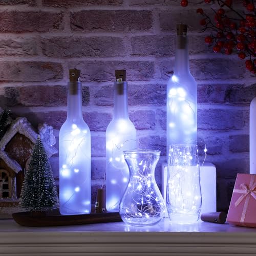 Frosted Wine Bottle Lights Set - 12 x 375ml Cork Fairy Lights with 30 LEDs