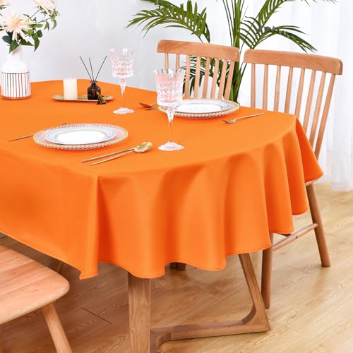 Oval Tablecloth 60 x 102 Inch Washable Fabric - Orange, Holiday & Party Decor