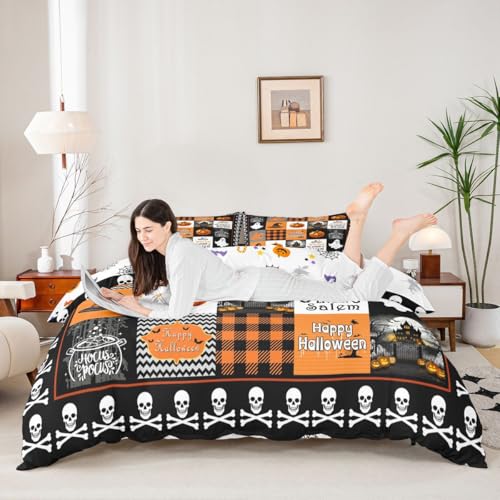 Halloween Pumpkin Lantern Duvet Cover Set Queen Variation of Multi 45