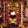 Halloween Door Cover Decorations Pumpkin Ghost Cat Front Door Banner - Reusable & Waterproof