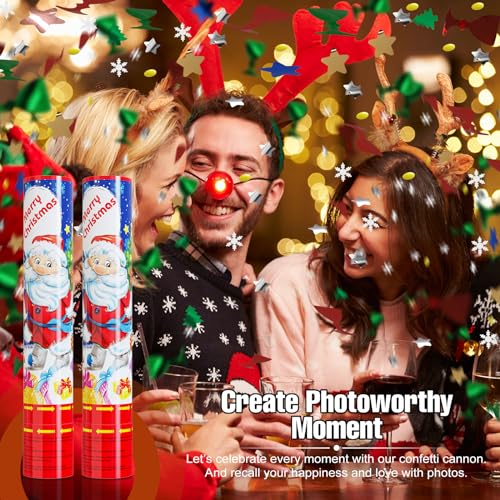 Christmas Confetti Cannon Party Poppers 4 Pack - Merry Christmas01 Multi Color Xmas Decorations