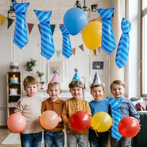 Blue Necktie Balloon Pack - Reusable Foil Balloons for Father's Day & Parties - 6 Pack
