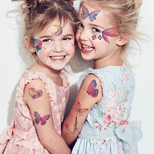 Glitter Butterfly Temporary Tattoos for Kids & Adults - Waterproof & Safe