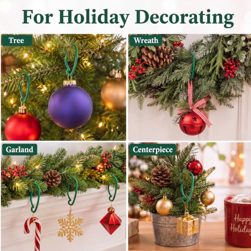 Christmas Ornament Hooks 100 Pcs Green Plastic Tree Decorations