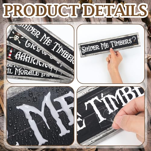 Pirate Theme Sign Cutouts Set for Halloween Party Wall Decorations
