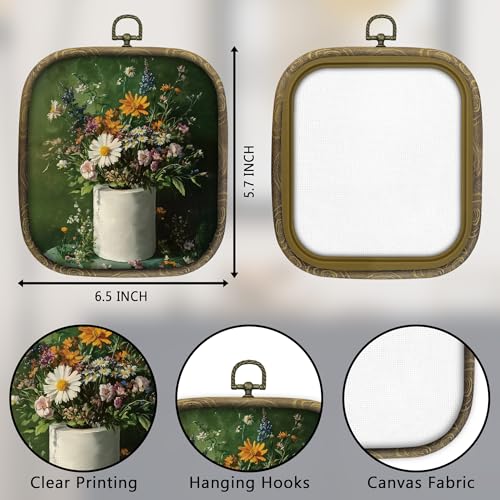 KSDUT Bathroom Wall Art Decor - Retro Dark Green Botanical Canvas Frame - Bath-9
