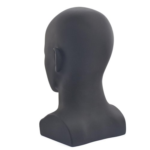 MIAOMANZI PVC Mannequin Head Black Male Manikin Dummy Stand Model Display Hat Scarf Wigs Hair Glasses Hat Beauty Styling Tool (Matte black)