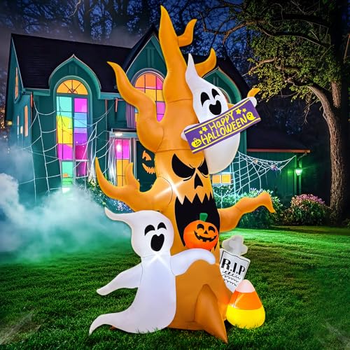 8FT Halloween Inflatable Spooky Tree with LED Lights - Outdoor Yard Decor