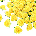 Mini Artificial Yellow Roses Set - 50 Silk Fake Flowers for Decor, Boutonnieres, & Crafts