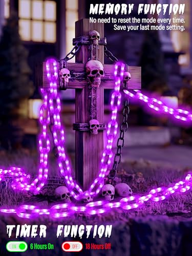 Purple Solar Halloween String Lights - 10 FT 160 LED 8 Modes Waterproof