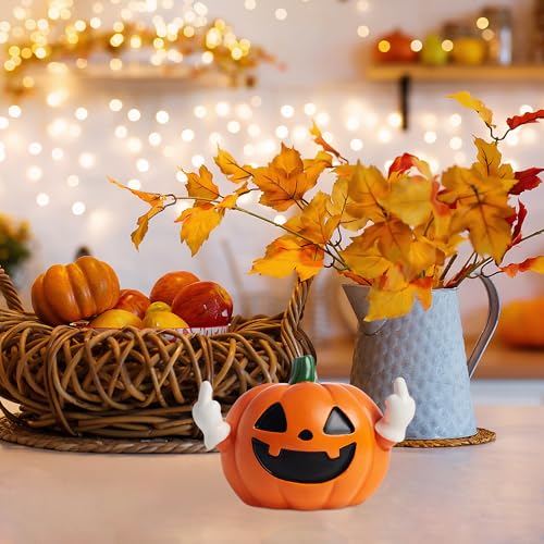 Funny Fall Pumpkin Statue Decor - Hand-Painted Halloween & Thanksgiving Ornament - Pumpkin Variation