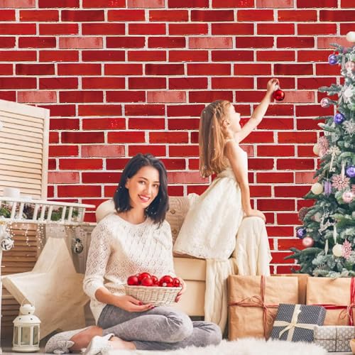 Red Brick Tablecloth Roll 100ft x 54in Waterproof Disposable Backdrop for Holiday Parties