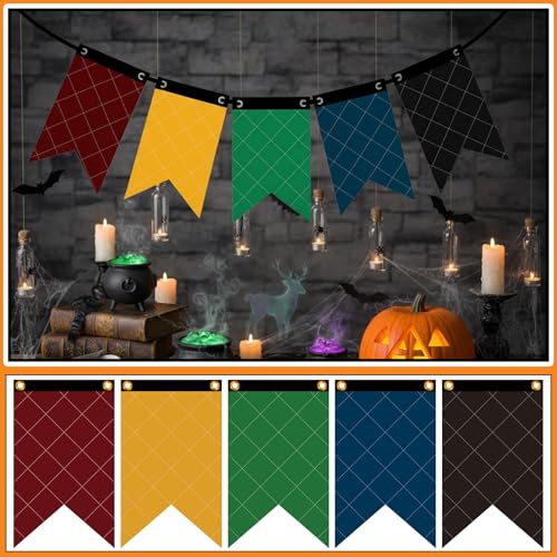 Wizarding House Banner Flags Set - 12x20 Inch Halloween & Party Decor