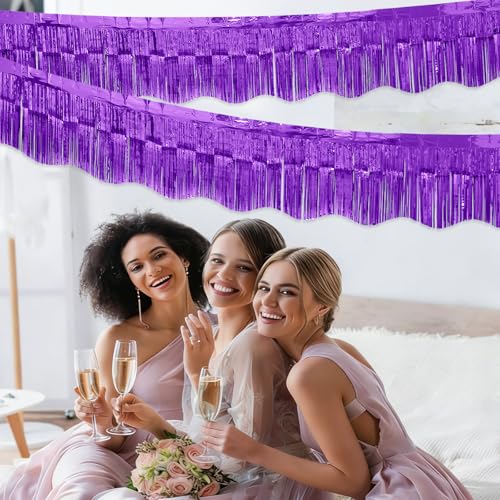 Purple Foil Fringe Tinsel Garland - 6 Pack Party Decorations