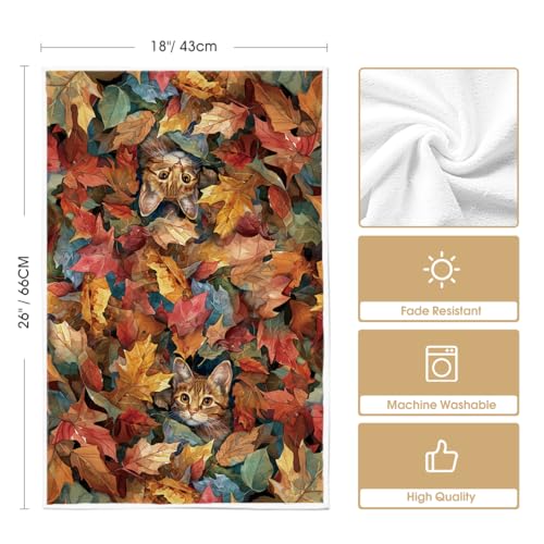 Set of 2 Maple Leaves Fall Kitchen Towels - 18x26 Inch Absorbent Dish Towels
