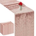 Rose Gold Table Runners 10 Pcs - Sequin Party Decor for Weddings & Events