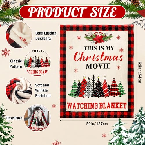 Christmas Movie Watching Blanket - Buffalo Holiday Design, 50 x 60 Inches - Festive Throw for Cozy Season