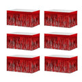 Red Metallic Foil Fringe Table Skirts 9 Feet x 29.5 Inches - 6 Pack