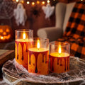 Halloween Flameless Blood Dripping Candles Set of 3 - 4in, 5in, 6in Red Flickering LED Decor