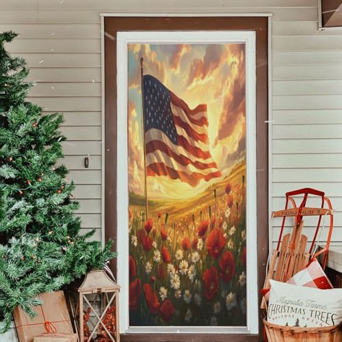 American Flag Door Cover - 35 x 79 Inch Washable Festive Home Decor - Variation of THIS listing