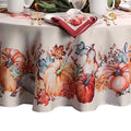 70-Inch Round Botanical Harvest Pumpkin Tablecloth - Fall Decor