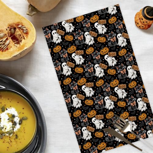 Halloween Kitchen Towels Set - Black Cat Ghost Boo Design, 2 Pcs, Towel13