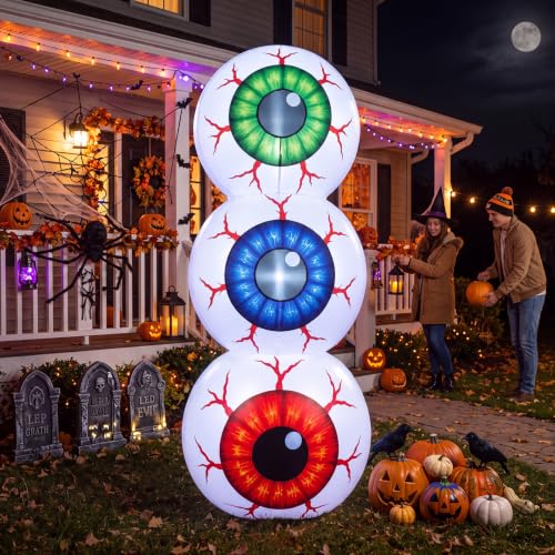 5 ft Halloween Inflatable Eyeball with LED Lights Outdoor Decorations