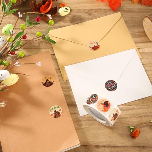 Thanksgiving Round Sticker Set - 500 Decorative Envelope Seals for Parties