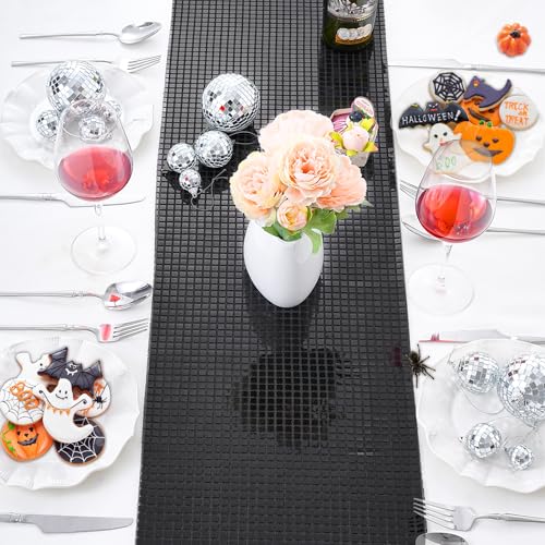 Disco Party Table Runner 12x72 Inches Black Sequin Set of 10 - Modern Decor