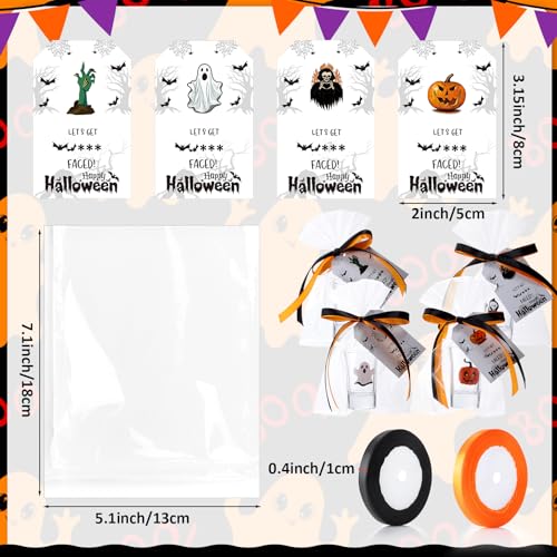 Halloween Shot Glasses Set - 24 Mini 1.5oz Glasses with Holiday Accessories