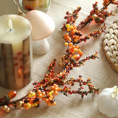 Berry Garland with Lights - Fall 6.5FT Battery Operated Fairy Lights with Remote