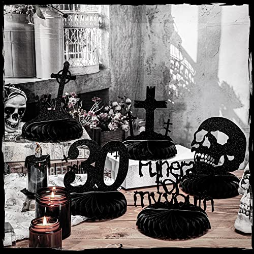 Black 30th Birthday Party Decorations Pack - 8 pcs for 20s Goodbye Celebration