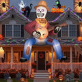 12FT Outdoor Inflatable Skeleton Cowboy with Banjo LED Lights - Halloween Yard Decor - Variation: Brown Cowboy