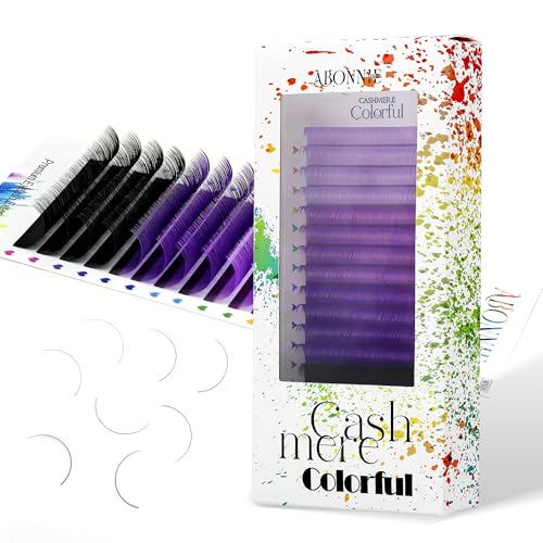 Colored Lash Extensions 17-20mm D Curl 0.07 Purple Gradient Mix - Professional Eyelash Extensions