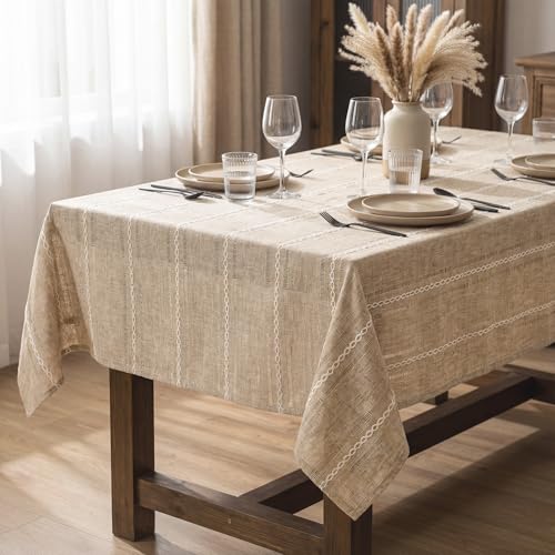 Light Coffee Rectangular Tablecloth 60x120 Inch Rustic Style - Horaldaily Variation
