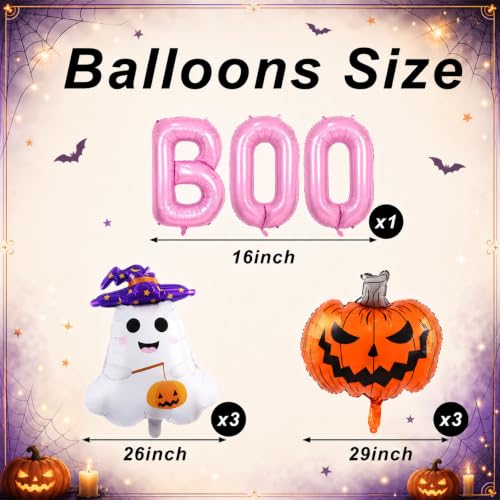 Halloween Foil Balloon Set with Boo Ghost Pumpkins - 9 Pack Party Decorations