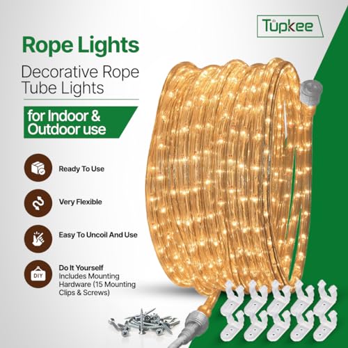2 Pack Clear Incandescent Rope Lights 24ft Waterproof Connectable Decor