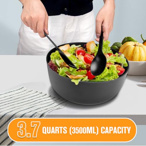 Large Bamboo Fiber Salad Bowl with Lid & Utensils - Eco-Friendly Kitchen Serving Set