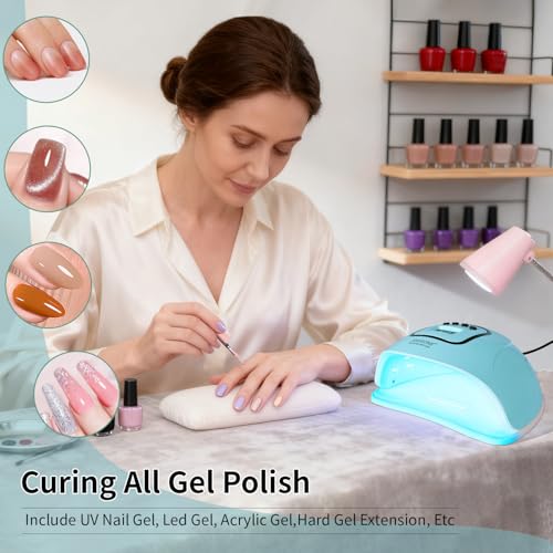 Blue UV LED Nail Lamp with Auto Sensor & 4 Curing Modes - Fast Gel Dryer for Home & Salon