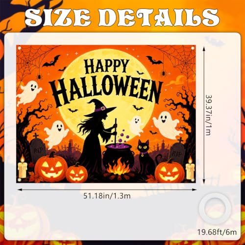 Halloween Car Trunk Decorations Kit - Witch Theme, Backdrop Banner for SUV Truck