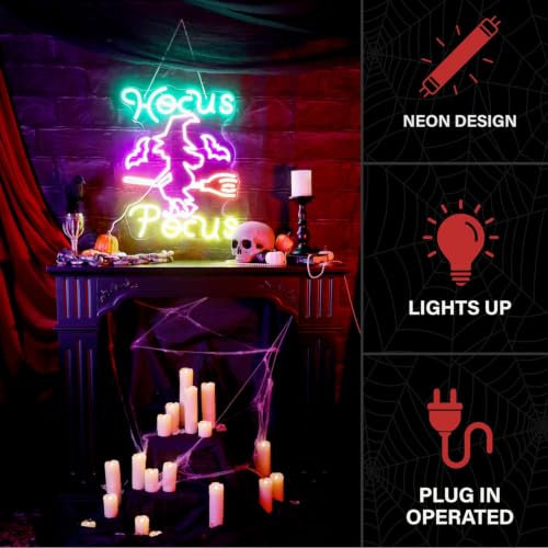 LED Witch Wall Decoration - Halloween Neon Broomstick Light