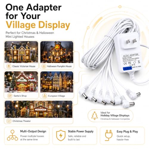 AC/DC 4.5V Power Adapter for Lemax Halloween Christmas Village Decorations