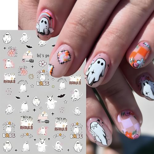Halloween Ghost Nail Art Stickers Spooky Ghost Variation - 8 Sheets for Nails