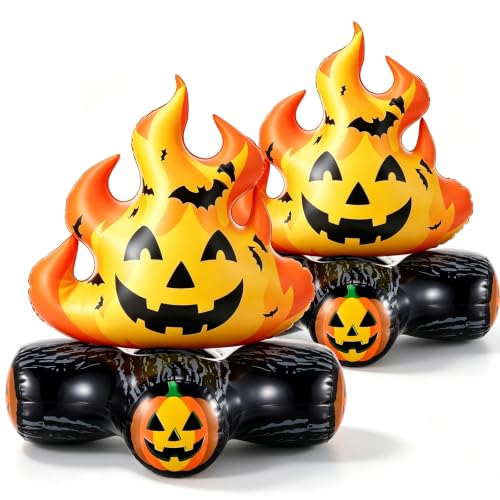 Halloween Inflatable Pumpkin Campfire Props - 2 Pieces, Safe Decor