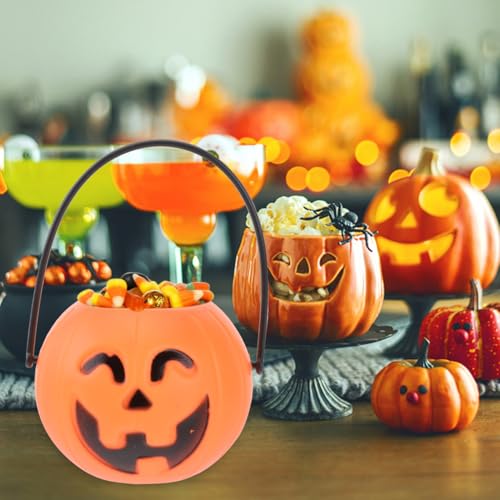 Mini Pumpkin Candy Buckets Bulk Pack - 36 Halloween Trick-or-Treat Pails with Variations Orangex3pcs / Mediumx3pcs
